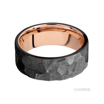 Lashbrook Flat Zirconium Band featuring a 14K Rose Gold sleeve