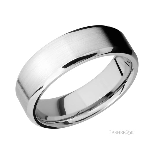Lashbrook Beveled 14K White Gold Band