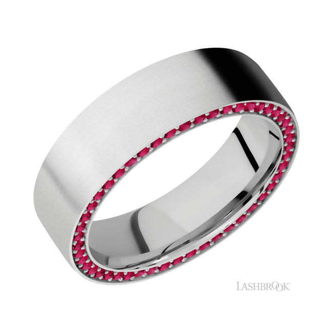 Lashbrook Flat/14K White Gold Band with Ruby