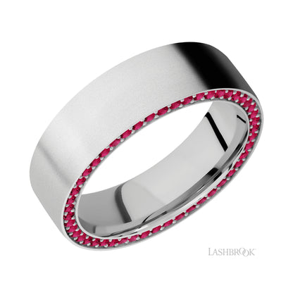 Lashbrook Flat/14K White Gold Band with Ruby