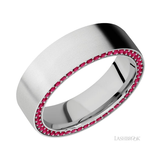 Lashbrook Flat/14K White Gold Band with Ruby