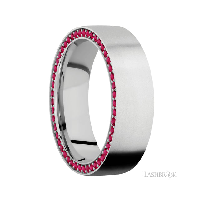 Lashbrook Flat/14K White Gold Band with Ruby