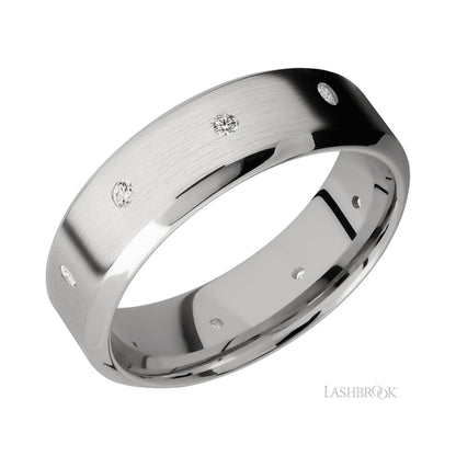 Lashbrook High Bevel/14K White Gold Band with Diamond