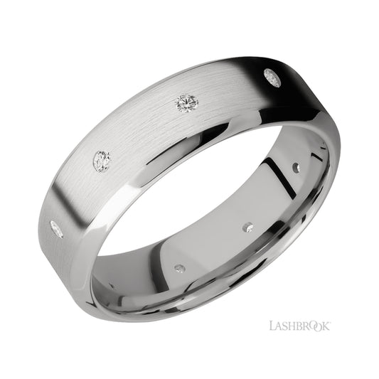 Lashbrook High Bevel/14K White Gold Band with Diamond