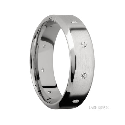 Lashbrook High Bevel/14K White Gold Band with Diamond