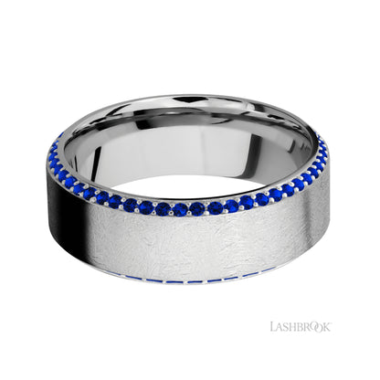 Lashbrook High Bevel/14K White Gold Band with Sapphire
