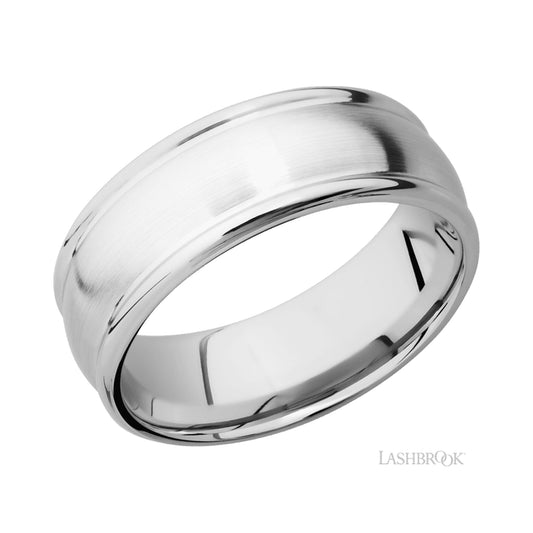 Lashbrook Domed Rounded Edges 14K White Gold Band