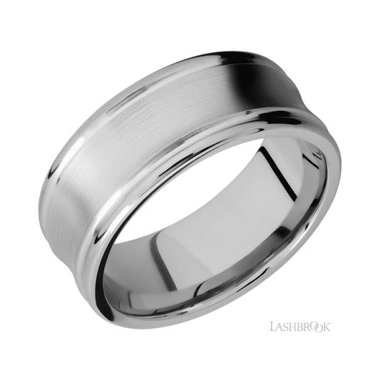 Lashbrook Concaved Center Round Edges 14K White Gold Band
