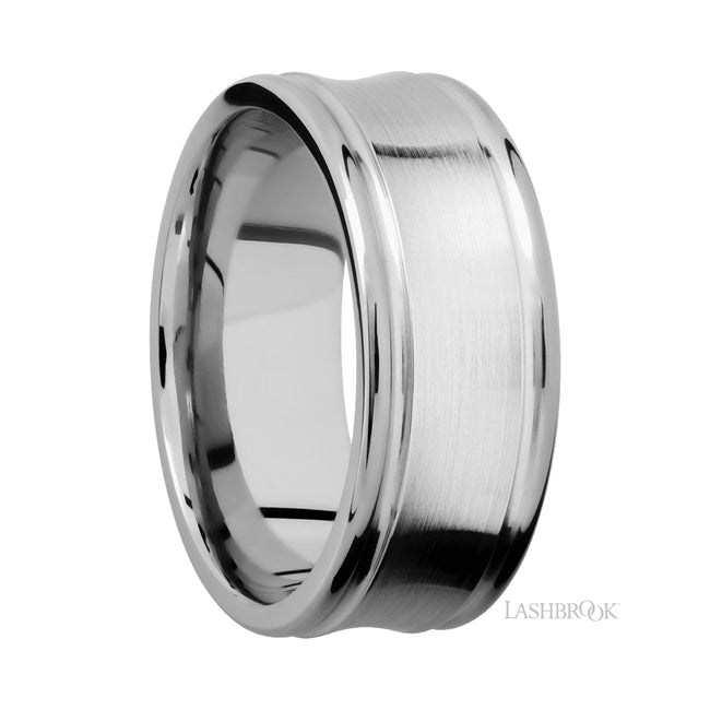 Lashbrook Concaved Center Round Edges 14K White Gold Band
