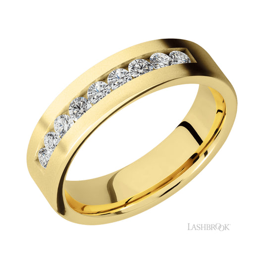 Lashbrook Flat/14K Yellow Gold Band with Diamond
