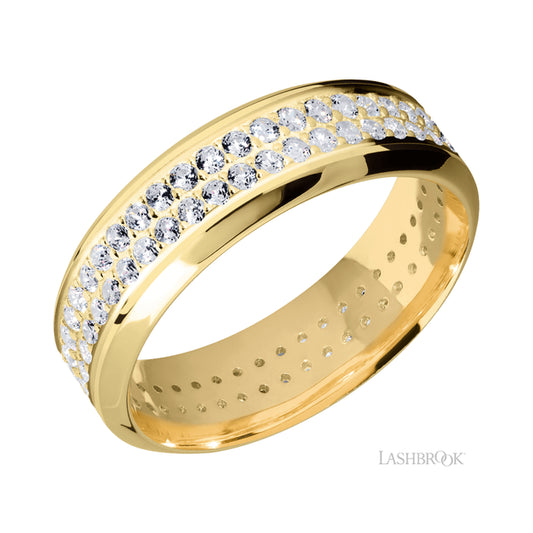 Lashbrook High Bevel/14K Yellow Gold Band with Diamond