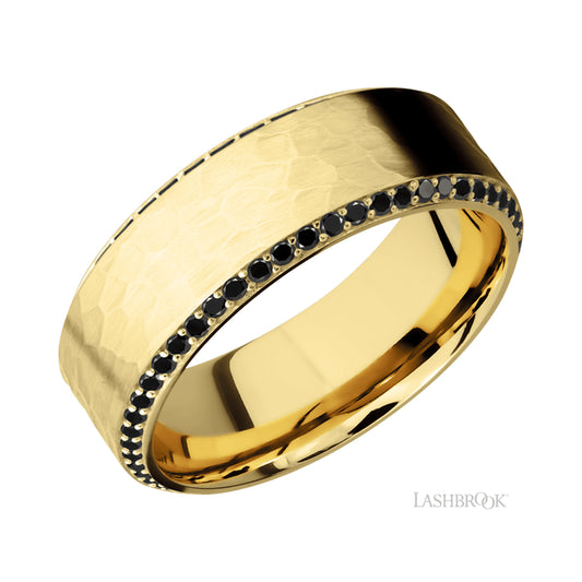 Lashbrook High Bevel/14K Yellow Gold Band with Black Diamond