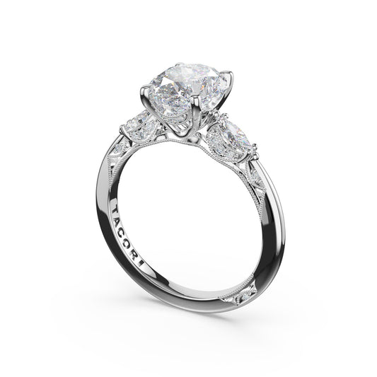 Tacori Oval 3-Stone Engagement Ring in 18K White Gold