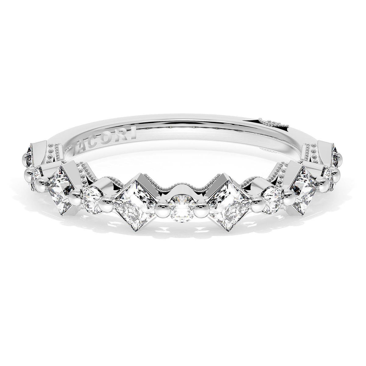 Tacori Carré and Round Diamond Wedding Band, 4.00mm in Platinum