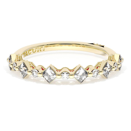 Tacori Carré and Round Diamond Wedding Band, 3.70mm in 18K Yellow Gold