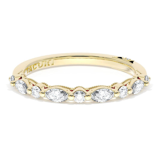 Tacori Marquise and Round Diamond Wedding Band, 2.20mm in 18K Yellow Gold
