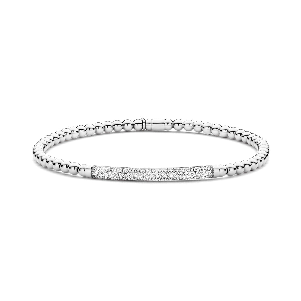 Hulchi Belluni 18K White Gold Paved Bar Stretch Bracelet