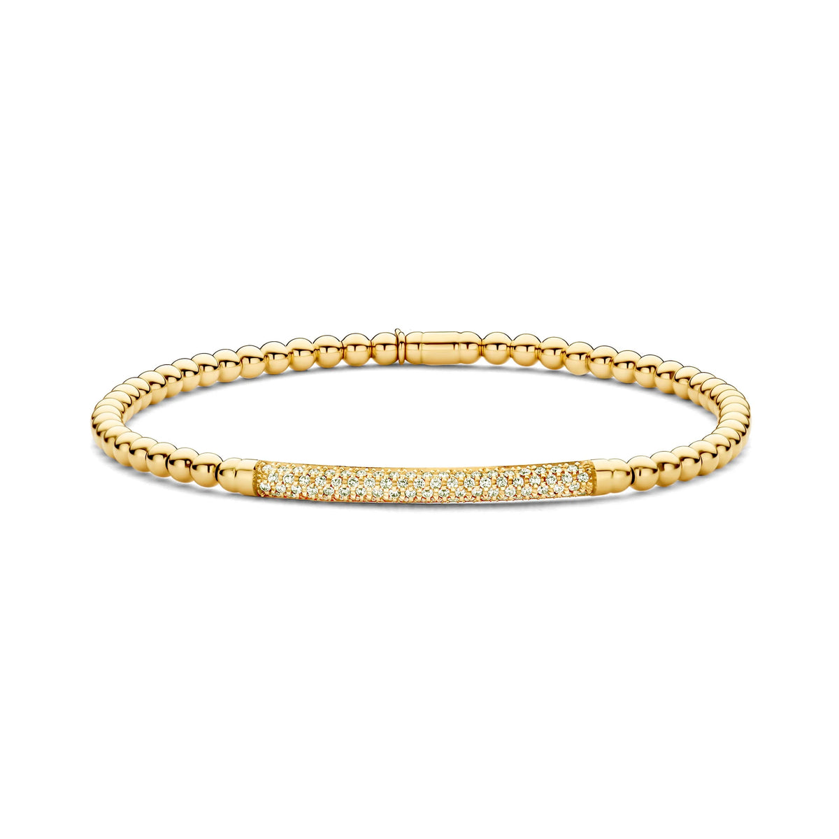 Hulchi Belluni 18K Yellow Gold Diamond 3-Row Bar Tresore Stretch Bracelet