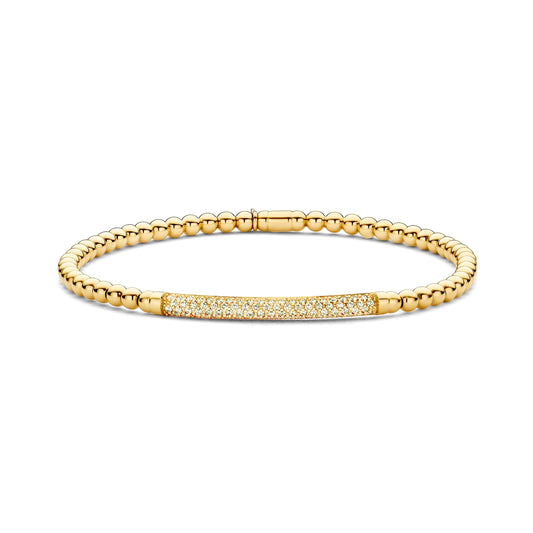 Hulchi Belluni 18K Yellow Gold Diamond 3-Row Bar Tresore Stretch Bracelet