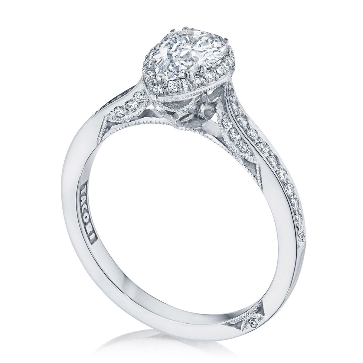 Tacori 18K White Gold Pear Bloom Engagement Ring