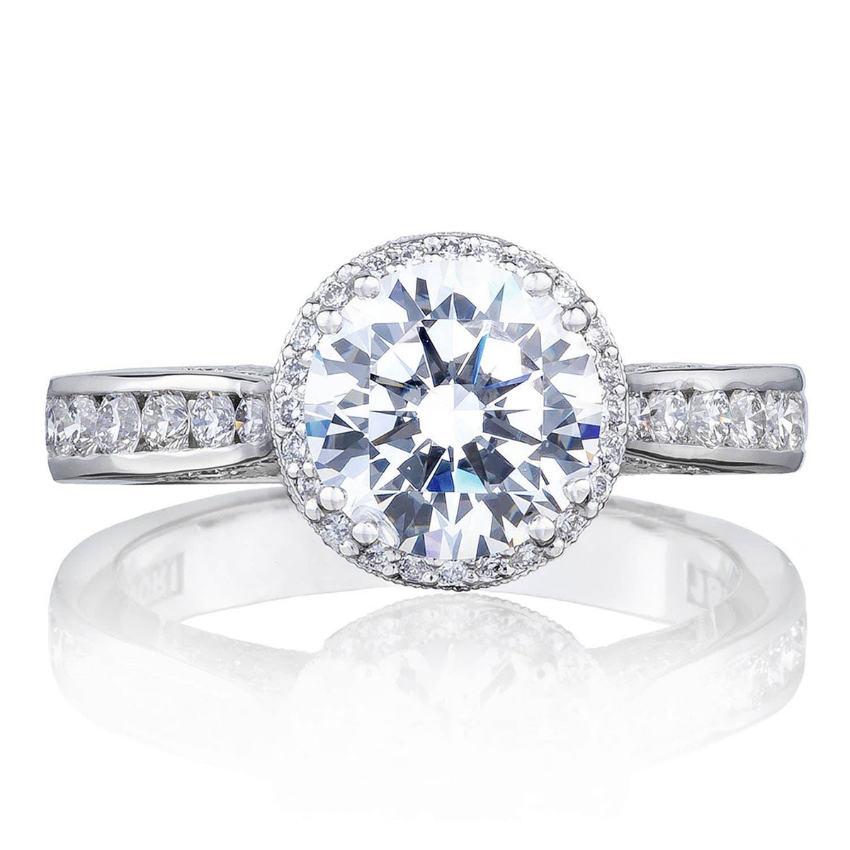 Tacori 18K White Gold Round with Cushion Bloom Engagement Ring