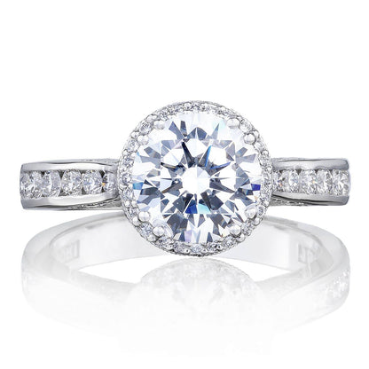 Tacori 18K White Gold Round with Cushion Bloom Engagement Ring