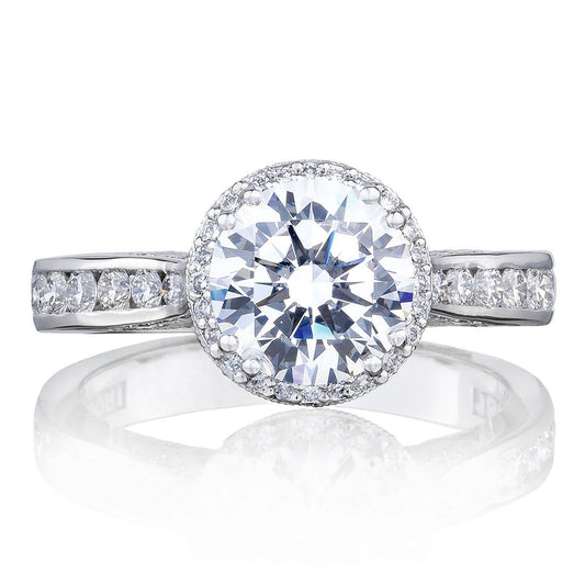 Tacori 18K White Gold Round with Cushion Bloom Engagement Ring