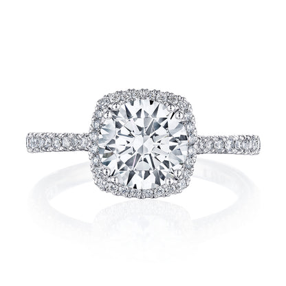 Tacori 18K White Gold Round with Cushion Bloom Engagement Ring