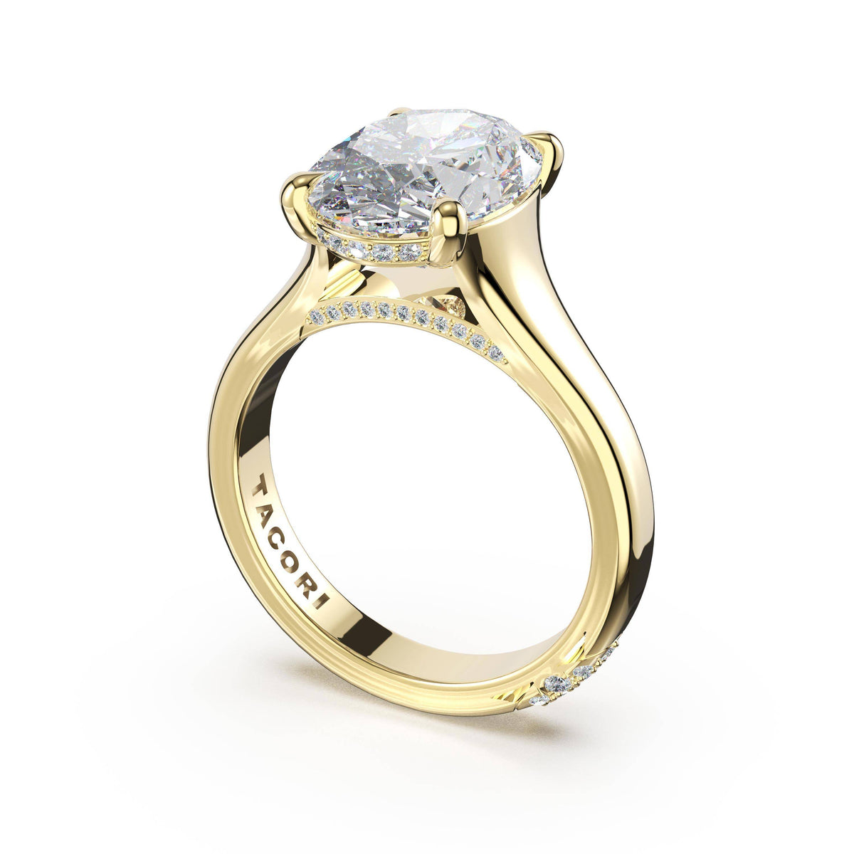 Tacori Oval Wide Band Solitaire Engagement Ring in 18kt Yellow Gold