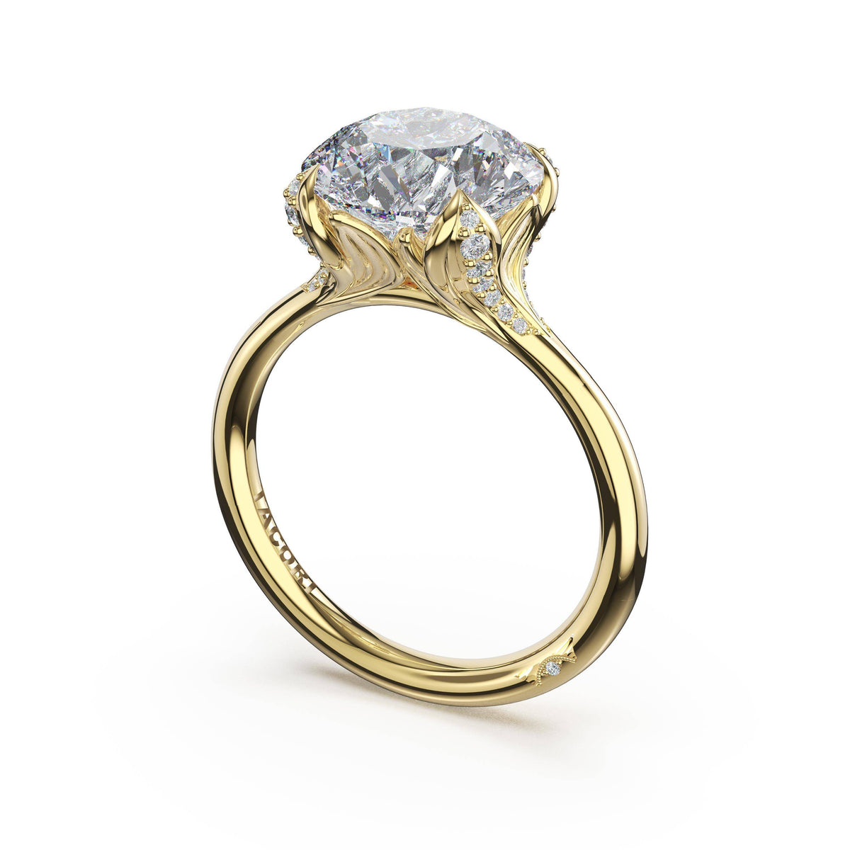 Tacori Round Petal-Crown Pavé Accent Solitaire in 18kt Yellow Gold