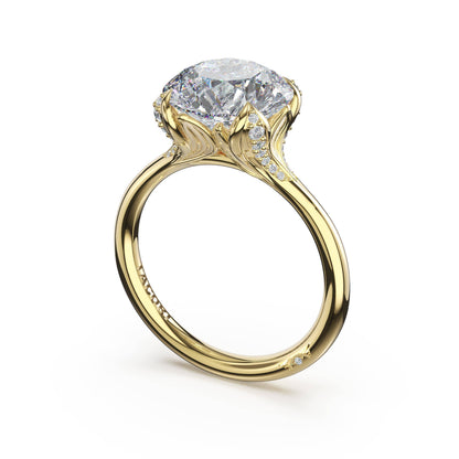 Tacori Round Petal-Crown Pavé Accent Solitaire in 18kt Yellow Gold