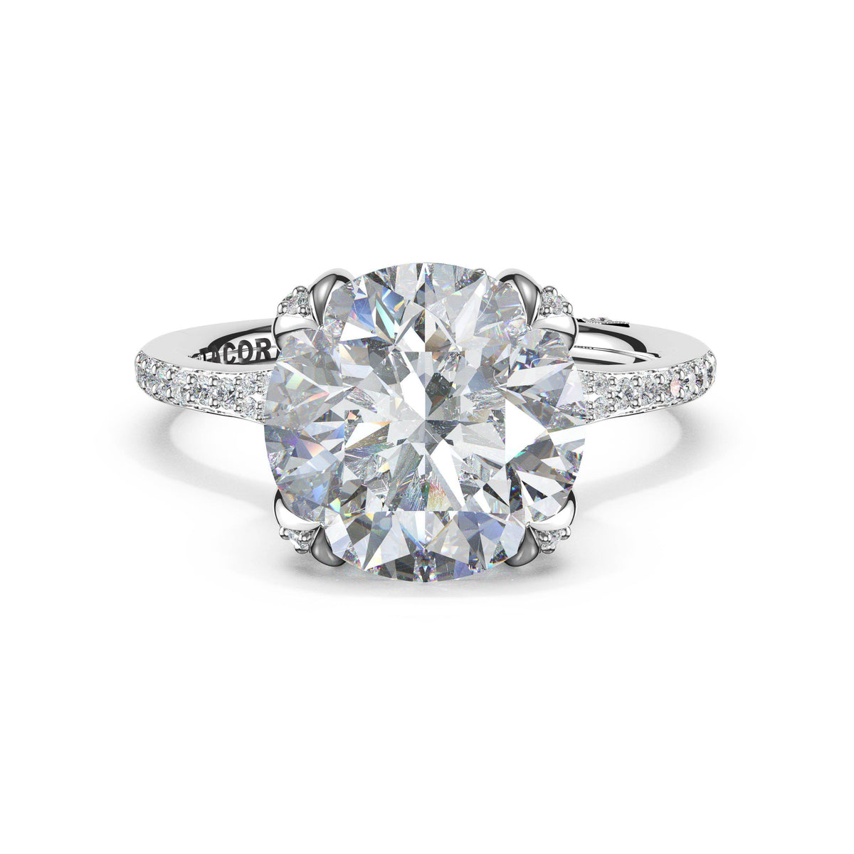 Tacori Round Petal-Crown Pavé Intense Solitaire in Platinum