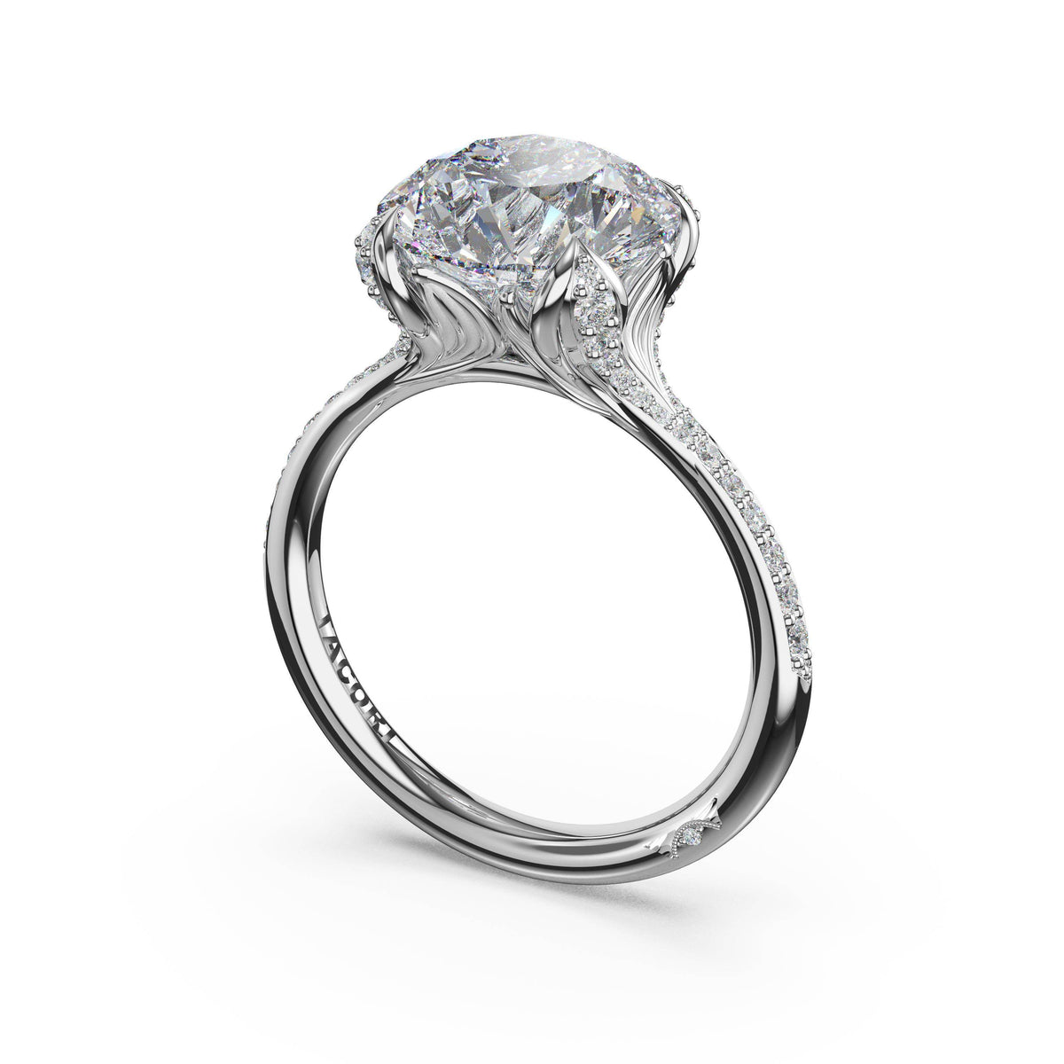 Tacori Round Petal-Crown Pavé Intense Solitaire in Platinum