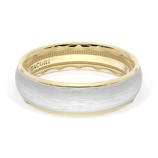 Tacori Rounded Brush Finish Wedding Band in 18K Yellow Gold & 18K White Gold