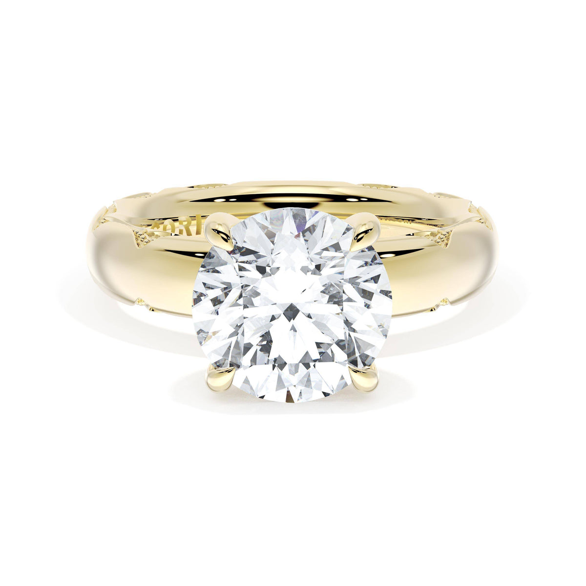 Tacori Round Solitaire Cigar Band Engagement Ring in 18K Yellow Gold