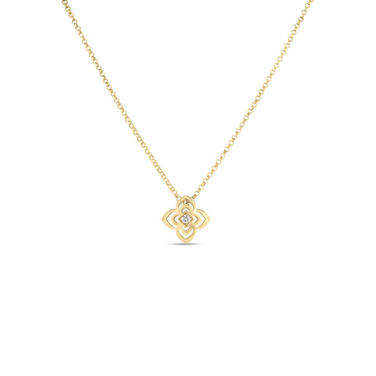 18K Yellow Gold Palazzo Ducale Carnival Small Diamond Flower Necklace
