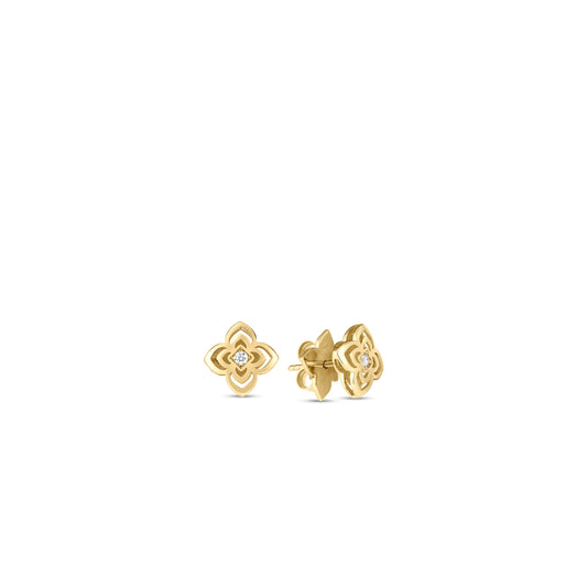 18K Yellow Gold Palazzo Ducale Carnival Small Diamond Flower Stud Earrings