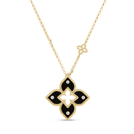 Roberto Coin 18k Diamond Black Enamel Venetian Princess Necklace