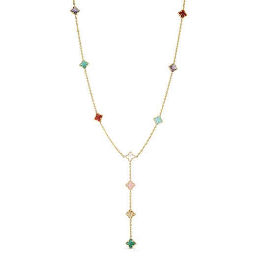 Roberto Coin 18k Venetian Princess Carnival Mixed Stones Flower Station Lariat Necklace
