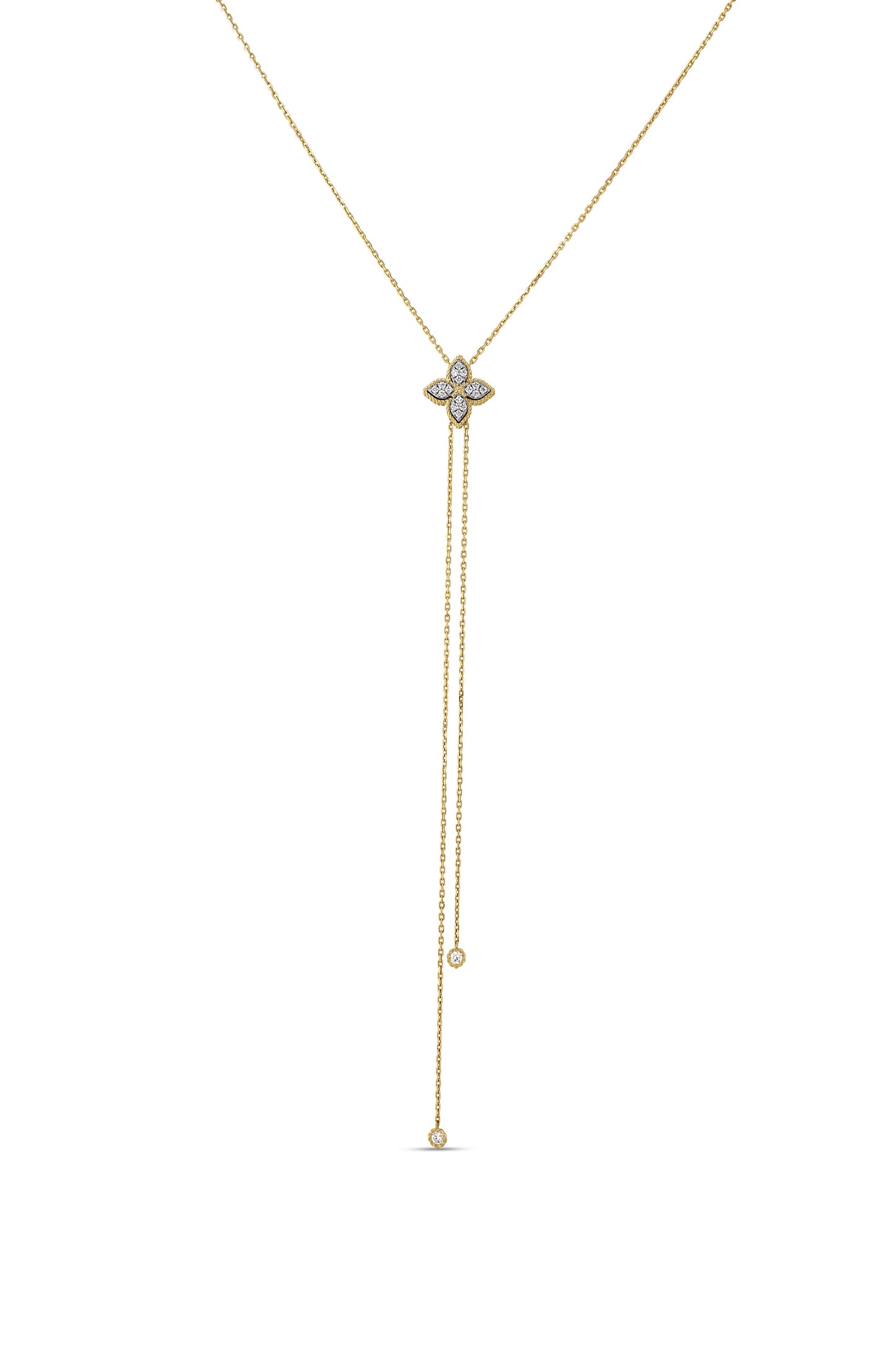 Roberto Coin 18k Princess Flower Pave Diamond Lariat Necklace