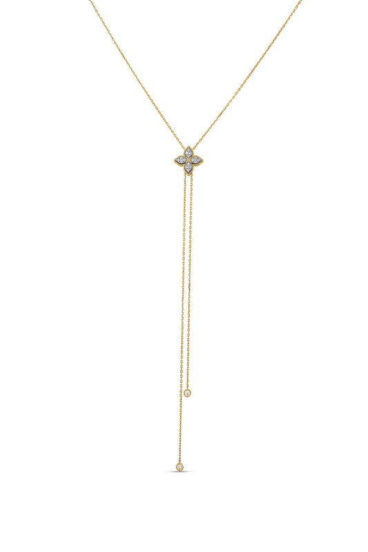 Roberto Coin 18k Princess Flower Pave Diamond Lariat Necklace