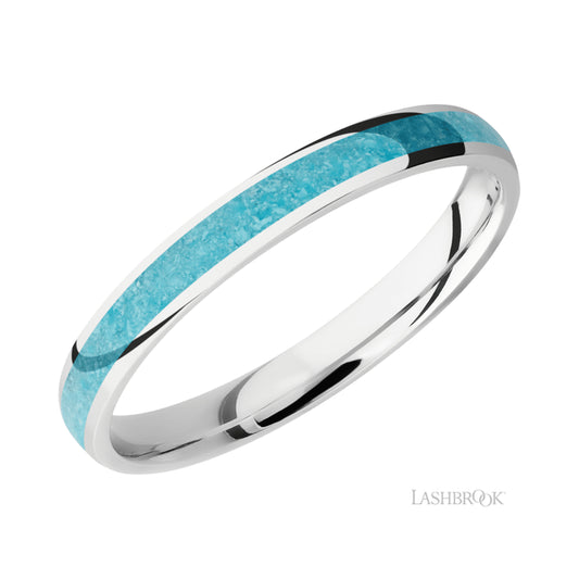 Lashbrook Domed/Cobalt Chrome Band with one inlay of Turquoise