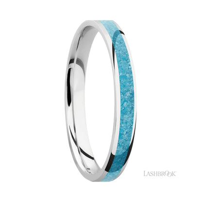 Lashbrook Domed/Cobalt Chrome Band with one inlay of Turquoise