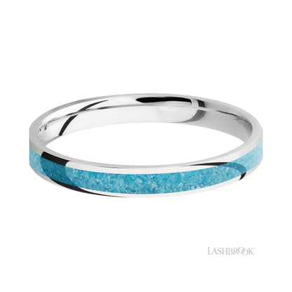 Lashbrook Domed/Cobalt Chrome Band with one inlay of Turquoise