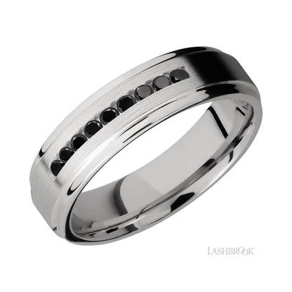 Lashbrook Flat Grooved Edges/Cobalt Chrome Band with Black Diamond