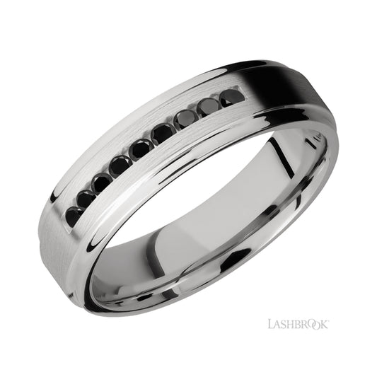 Lashbrook Flat Grooved Edges/Cobalt Chrome Band with Black Diamond