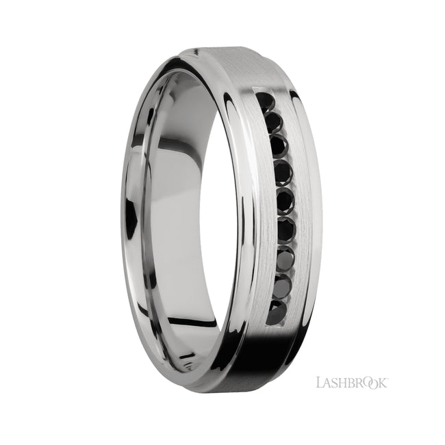 Lashbrook Flat Grooved Edges/Cobalt Chrome Band with Black Diamond