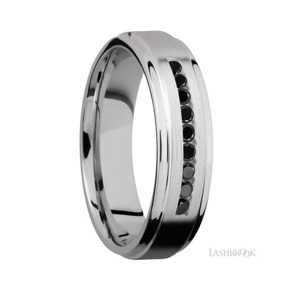 Lashbrook Flat Grooved Edges/Cobalt Chrome Band with Black Diamond