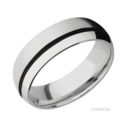 Lashbrook Domed/Cobalt Chrome Band with inlay of Black