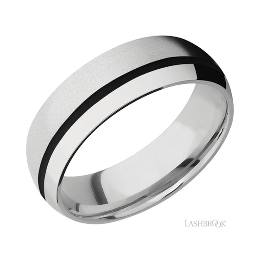Lashbrook Domed/Cobalt Chrome Band with inlay of Black